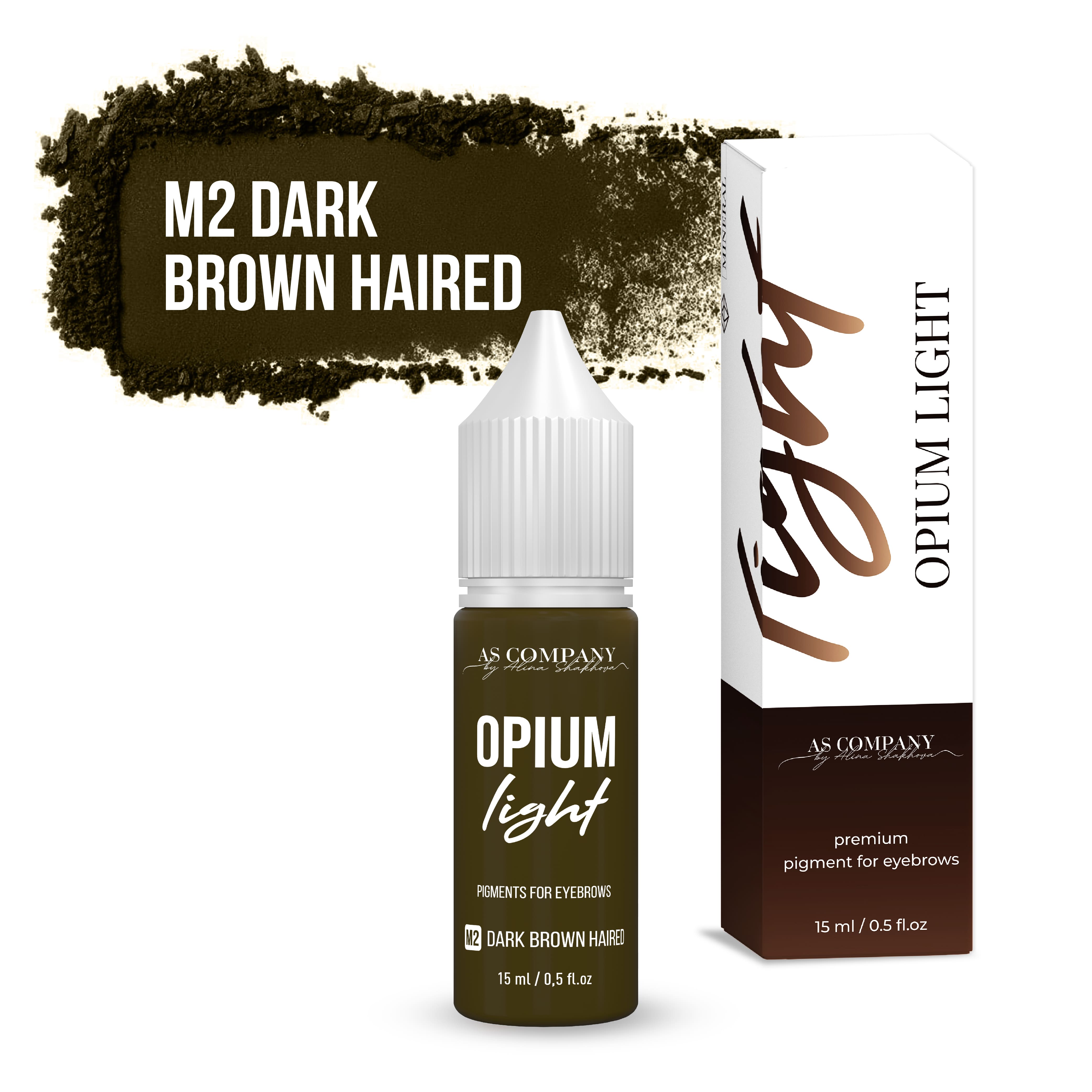 M2 DARK BROWN HAIRED mineral eyebrow pigment, 6ml, 15ml (OPIUM LIGHT) AS-Company™