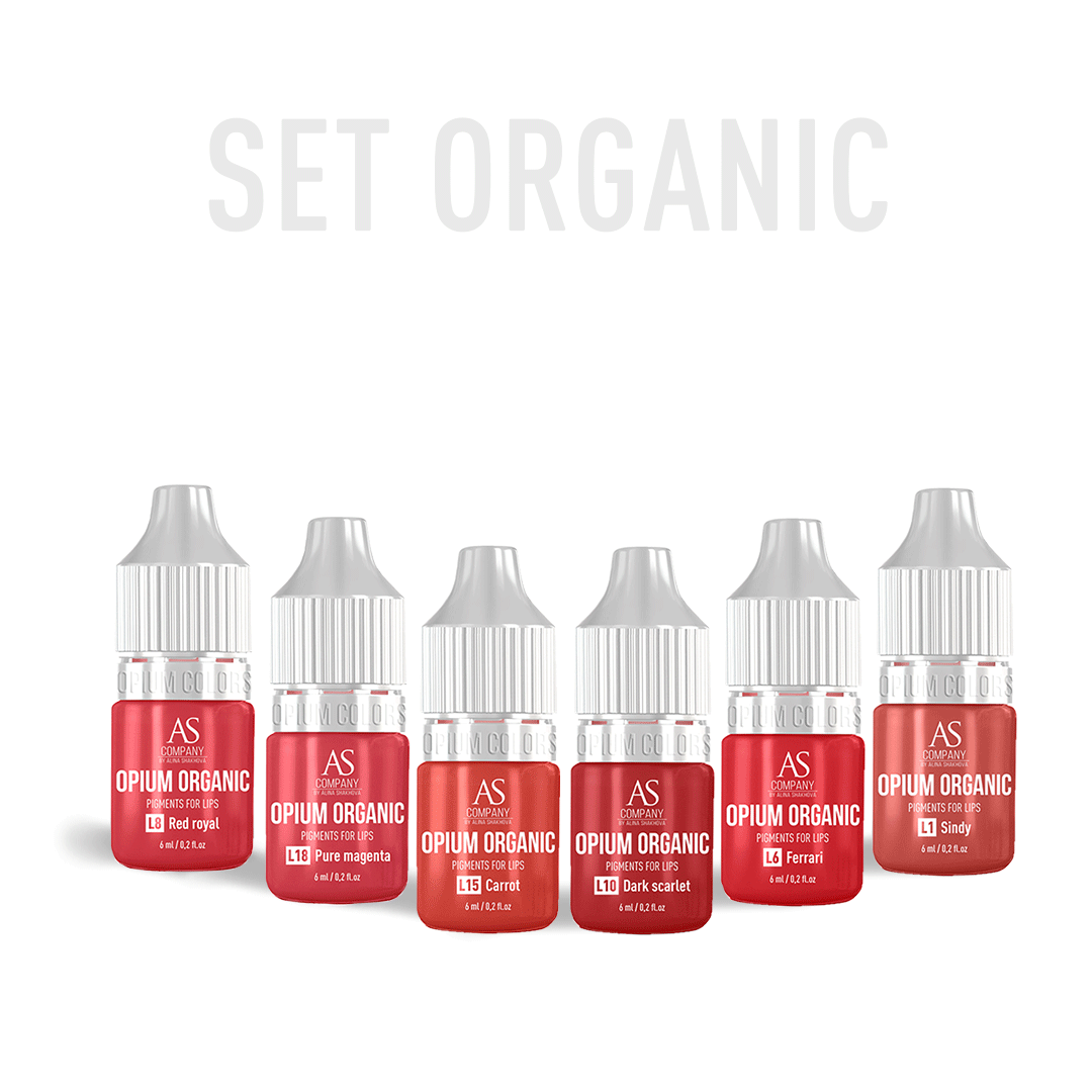 Set of organic lip pigments Opium Colors, 6ml,  15ml, (6pcs)