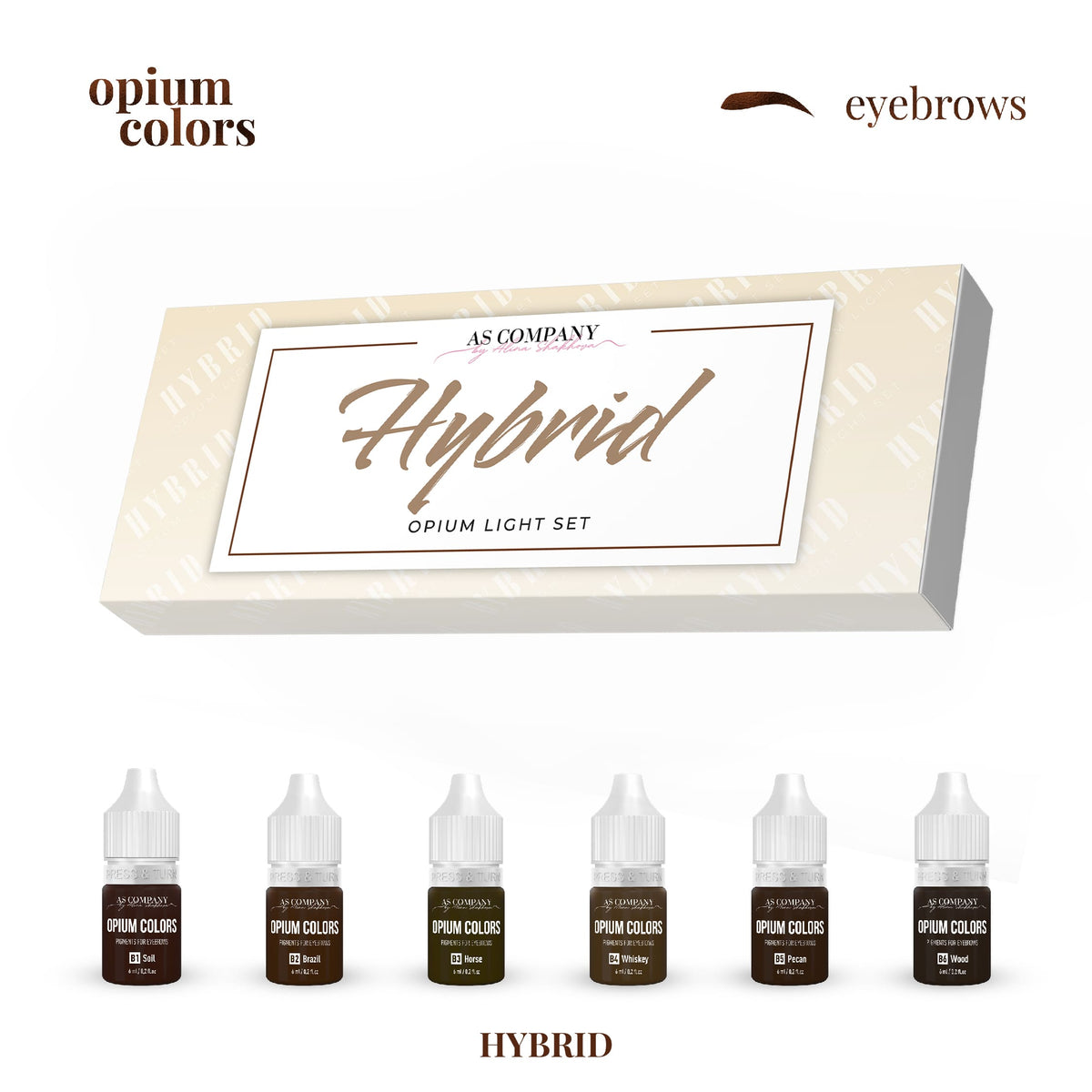 Eyebrow Pigment Set, OPIUM COLORS  Hybrids 6 ml